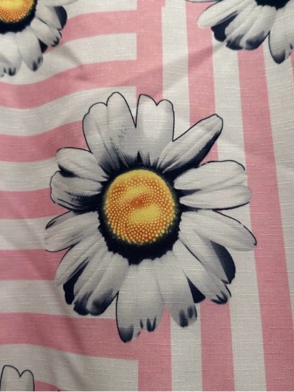 🌼🩷 Pink and White Stripe with Daisies ZARA V-Neck Top - Size XL - Picture 3 of 6